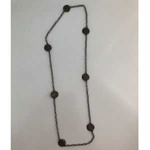 Brass circle and chain midi necklace